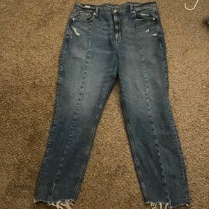 AE Raw Hem Straight Leg Lined Front Denim Jeans, Size 16